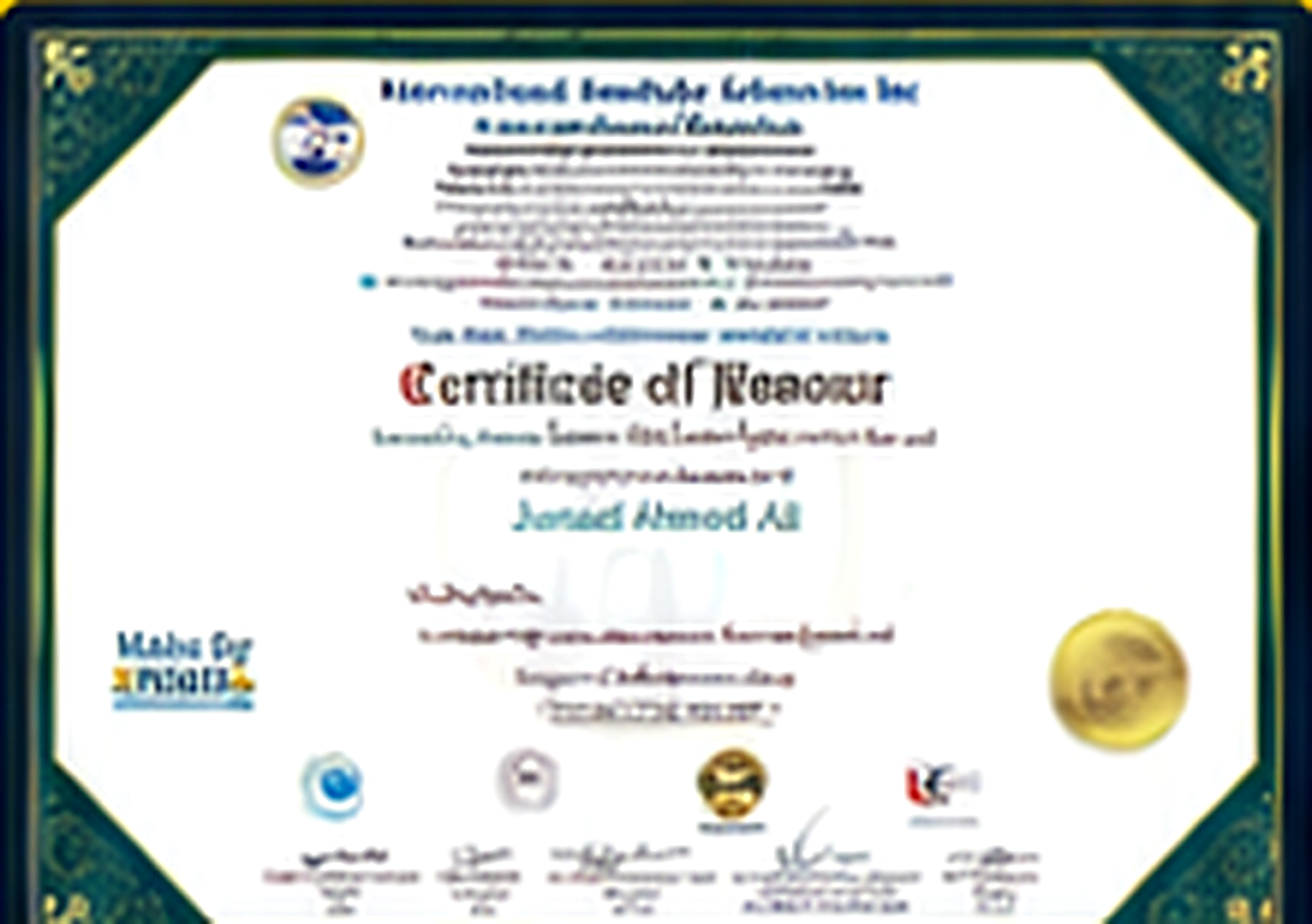 Certificate of Honour